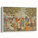 Modern Beach Scene Art Print – Contemporary Crowd & Donkeys