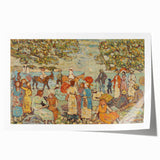 Modern Beach Scene Art Print – Contemporary Crowd & Donkeys