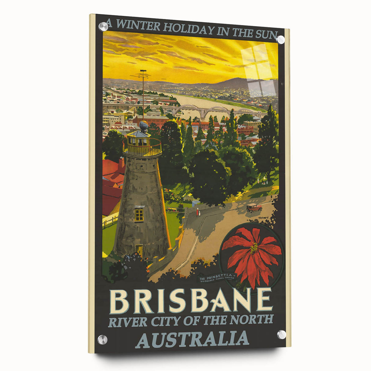 Brisbane Retro Travel Poster | Vintage River City Art Print