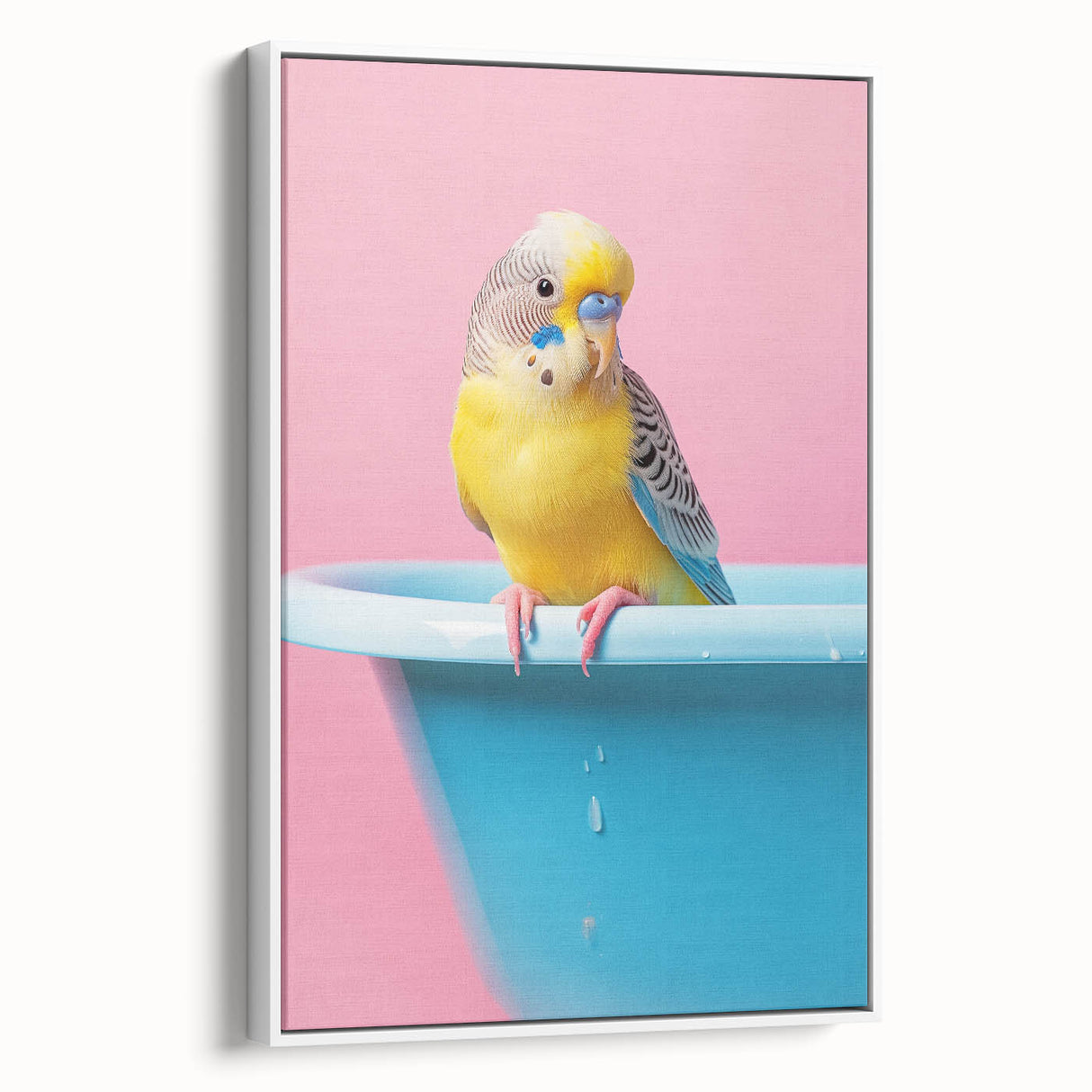 Bathroom Art Prints - Colorful Bird on Blue Tub