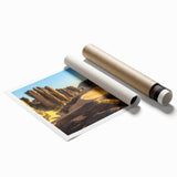 Extra large rolled print featuring a serene Algerian landscape with floral elements in soft earth tones.