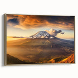 Framed canvas of a vintage-style landscape art painting depicting a Kenyan scenery in colorful tones.
