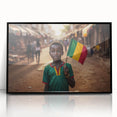 Large abstract wall art depicting a Mali scenery in muted earth tones on a framed acrylic.