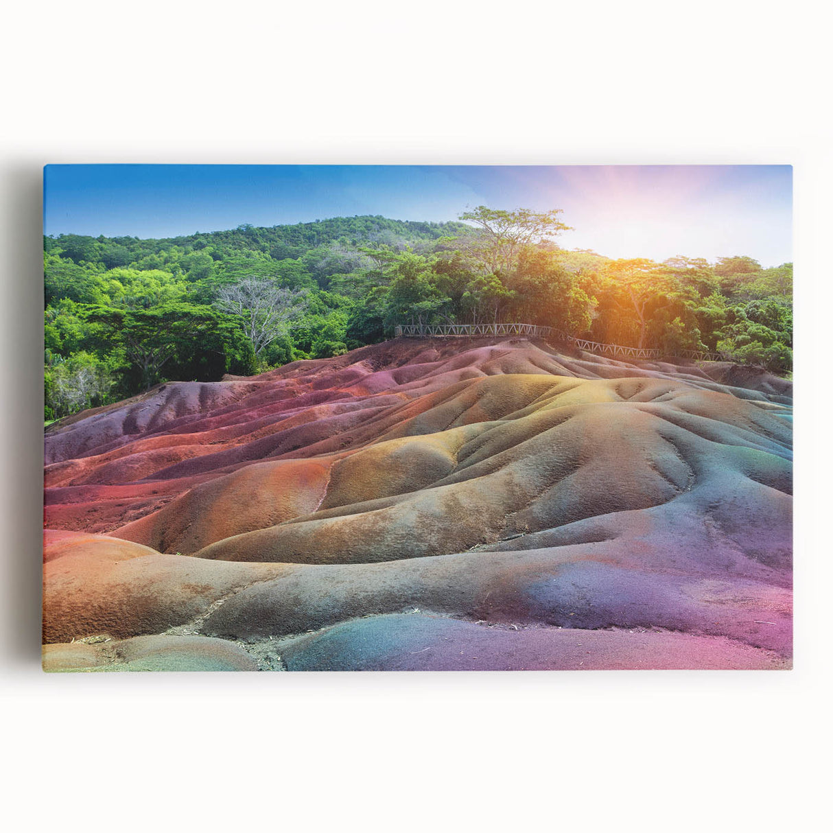 Black and white photograph of a serene Mauritius beach scene on large stretched canvas, suitable for kitchen wall art.