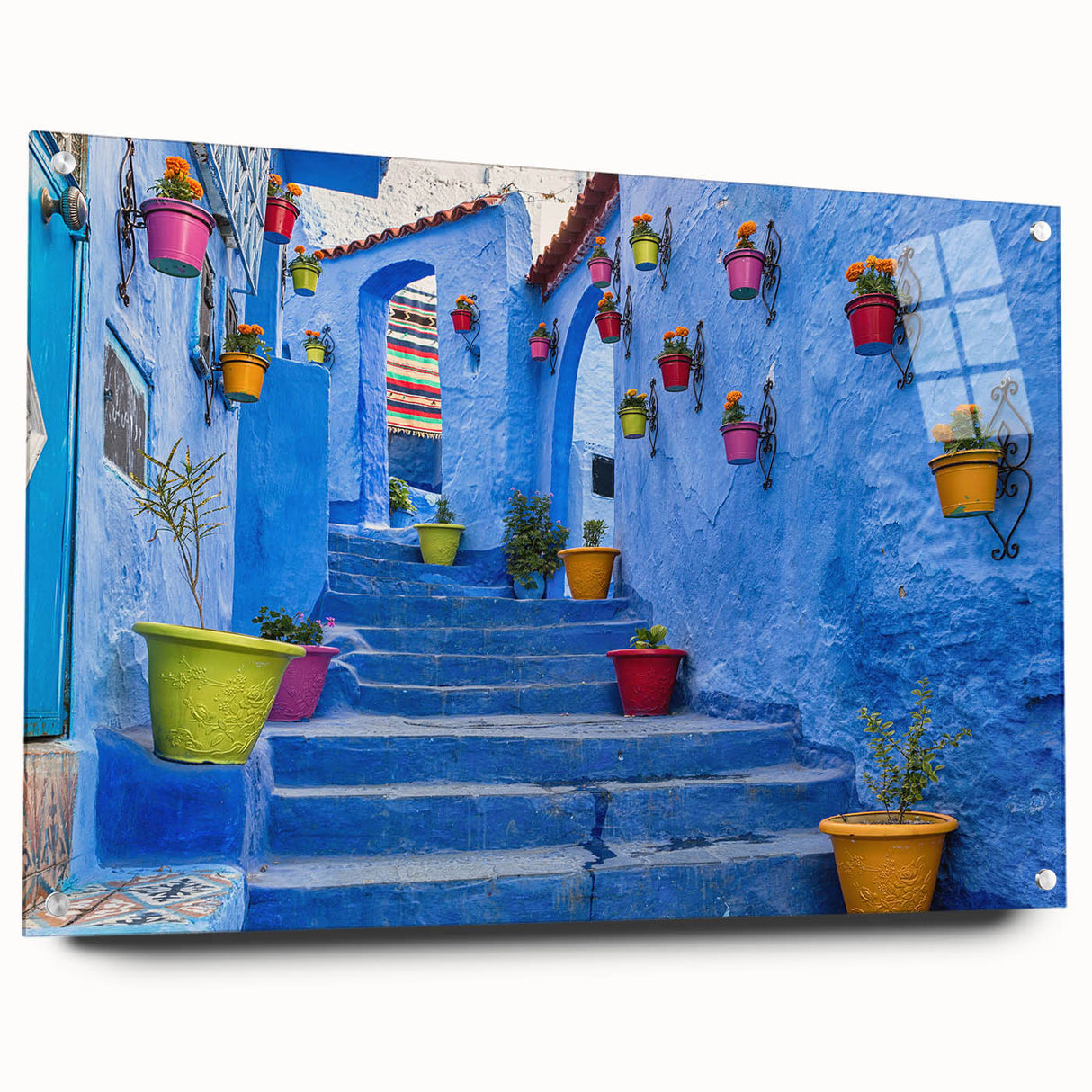 Acrylic print of a Moroccan landscape in earth tones, suitable for bedroom or dining room decor.
