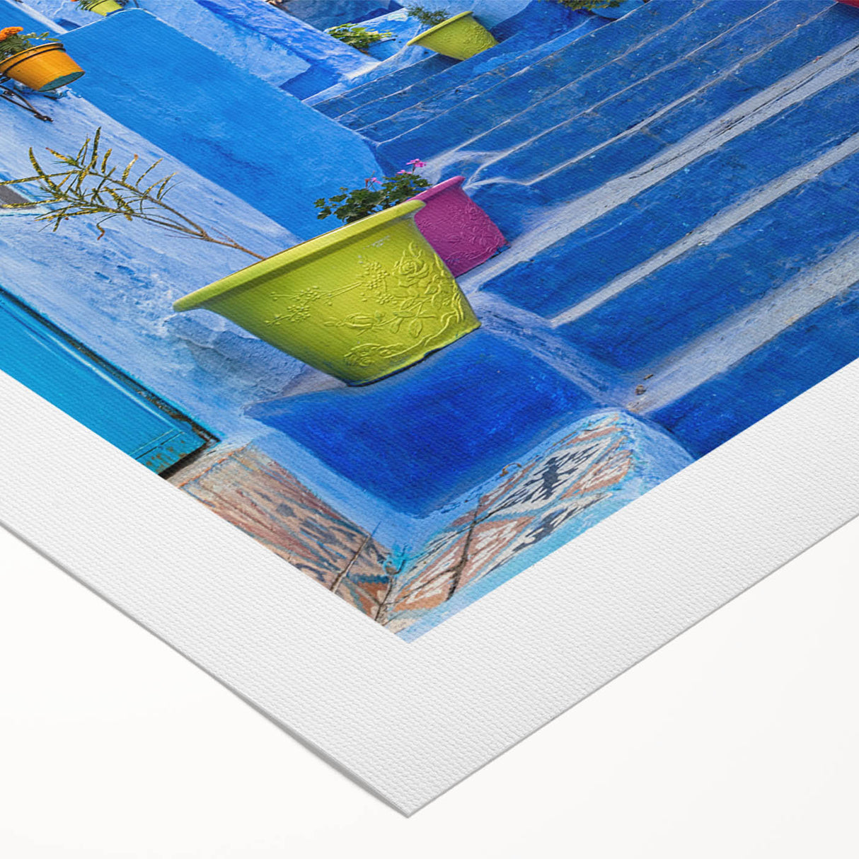 Art deco poster of a Moroccan scenery in muted earth tones on rolled canvas, suitable for dining room decor.