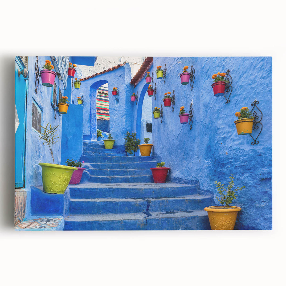Large black and white stretched canvas of Moroccan scenery, ideal for kitchen wall art.