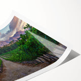 Extra large wall art featuring line art flowers in muted earth tones on rolled canvas, ideal for large living room decor.