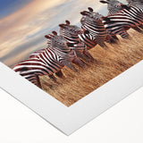 Art deco poster of Tanzania scenery in muted earth tones on rolled canvas, suitable for dining room wall art.