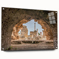Large abstract wall art depicting a Tunisian landscape in earth tones on acrylic glass.