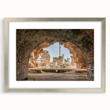 Textured abstract art print depicting a Tunisian landscape in earthy tones on a framed canvas, suitable for bedroom art.