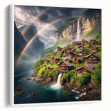 Vintage poster art of African scenery in Zambia, featuring a colorful palette on a framed canvas.