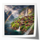 Extra large rolled print depicting a vibrant African scenery with lush greenery and a sunset, ideal for dining room wall art.