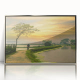 Framed acrylic print of a mid-century modernist scenery in Bangladesh, with silver tones, ideal for modern art wall decor.