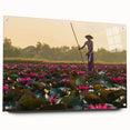 Acrylic print of a Cambodian landscape in muted earth tones, ideal for dining room decor.