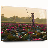 Acrylic print of a Cambodian landscape in muted earth tones, ideal for dining room decor.