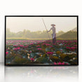 Large abstract wall art depicting a Cambodian landscape, in muted earth tones on a framed acrylic print.