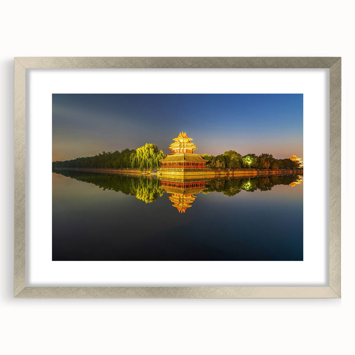Textured abstract art print of Beijing scenery in muted earth tones on a framed canvas, suitable for bedroom décor.