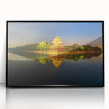 Large abstract wall art featuring a stylized Beijing cityscape in black and white tones, acrylic print in a black frame.