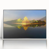 Acrylic print of Beijing scenery with muted gray and blue tones in an art deco style, ideal for modern art wall decor.