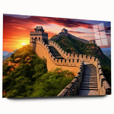 Acrylic print of the Great Wall of China in muted earth tones, ideal for bedroom or dining room art.