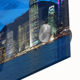 Large abstract wall art featuring the Hong Kong skyline in muted gray tones on acrylic glass, ideal for dining room art.
