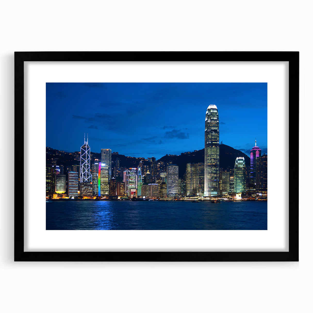 Extra large wall art featuring an abstract depiction of the Hong Kong skyline in vibrant.