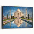 Black and white framed canvas of an Indian landscape, ideal for bedroom wall decor.