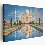 A large canvas print depicting a vibrant Indian landscape in bold colors, ideal for kitchen wall art.