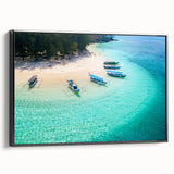 Black and white framed canvas featuring a vintage-style Indonesian landscape, ideal for bedroom wall art.