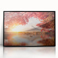Large abstract wall art depicting a Japanese landscape in muted earth tones on a framed acrylic.