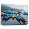 Large abstract wall art depicting a serene Nepalese landscape in muted earth tones on acrylic glass.