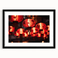 Extra large abstract art print of colorful, textured Singapore scenery on a black framed canvas.