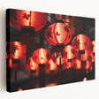 Large stretched canvas depicting a vibrant Singapore skyline in vivid blues and purples, suitable for kitchen wall art.