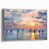 Framed canvas depicting a vintage-style landscape painting of Sri Lankan scenery.