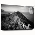 Acrylic print of a large abstract Taiwanese landscape in muted earth tones, ideal for bedroom or dining room decor.