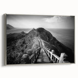 Framed canvas depicting a vintage-style Taiwanese landscape with vibrant colors on a black background.