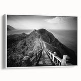 Vintage poster art of a scenic Taiwan landscape in vibrant colors on a framed canvas, ideal for living room decor.