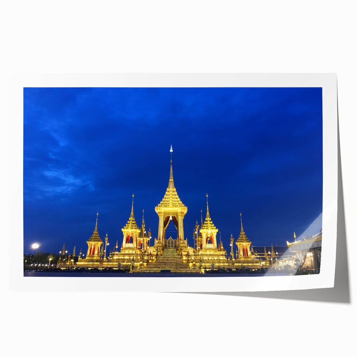 Extra large rolled print of Bangkok skyline with vibrant twilight hues, ideal for art wall dining room.