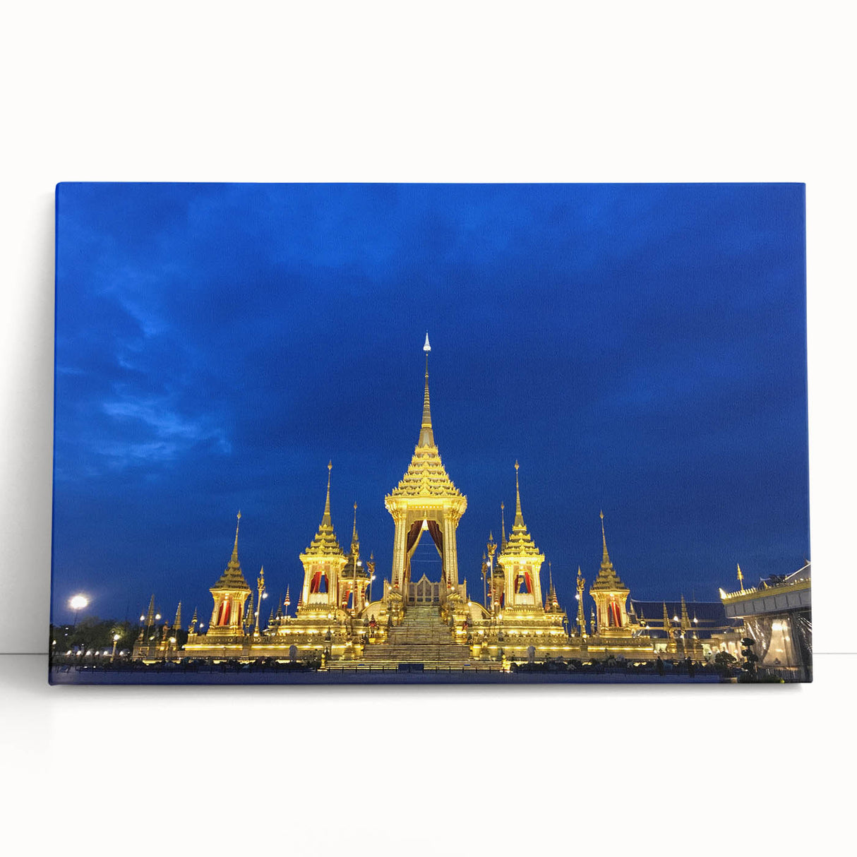 Black and white stretched canvas of Bangkok cityscape, ideal for kitchen wall art or bedroom ambiance.