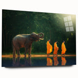 Acrylic print of a large abstract depiction of a Thai landscape in vibrant earth tones, ideal for bedroom or dining room art.