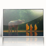 Acrylic print of a serene Thailand landscape with soft pastel hues, framed in white, suitable for modern art wall decor.