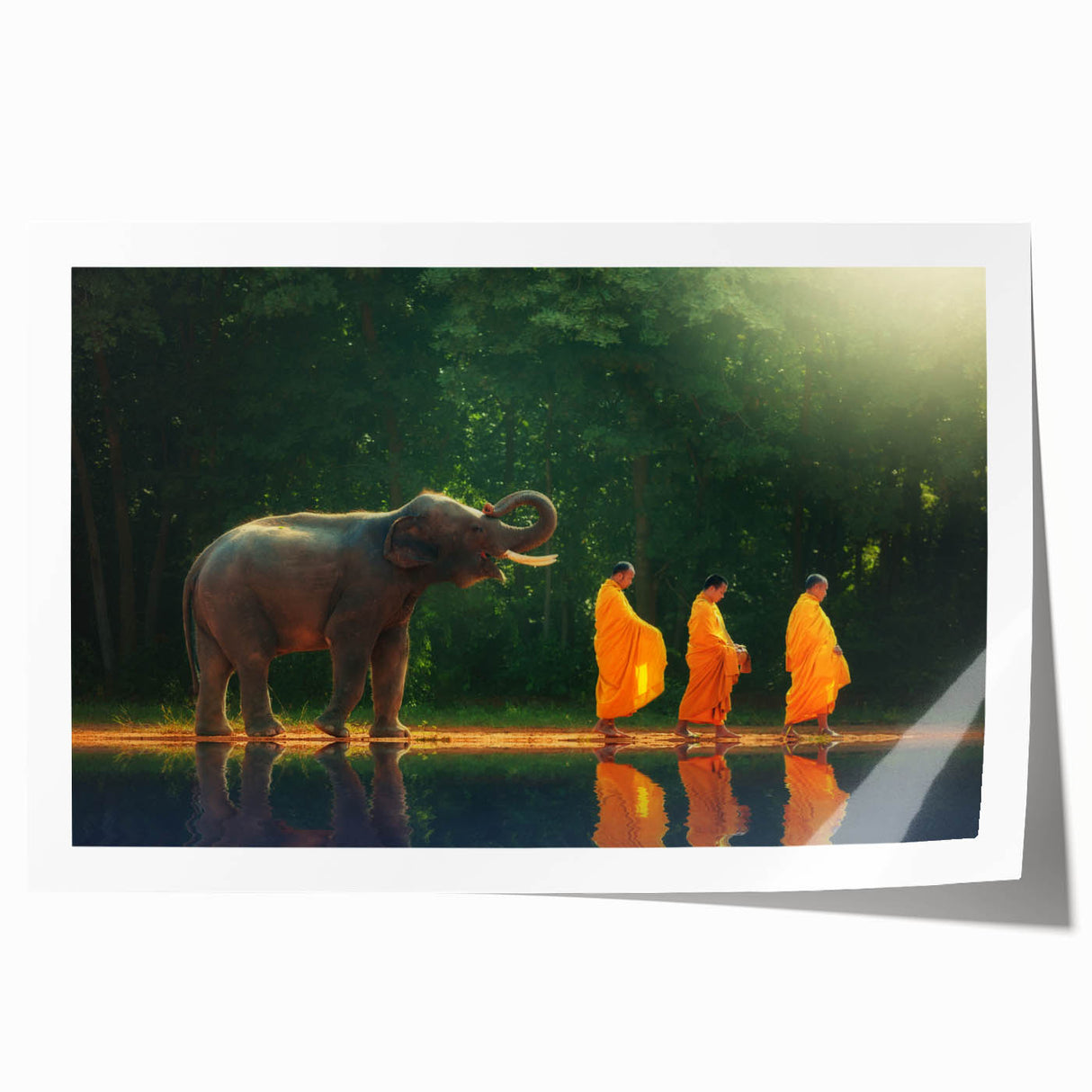 Extra large rolled print of a serene Thai landscape with lush greenery and floral elements, ideal for art wall dining room.
