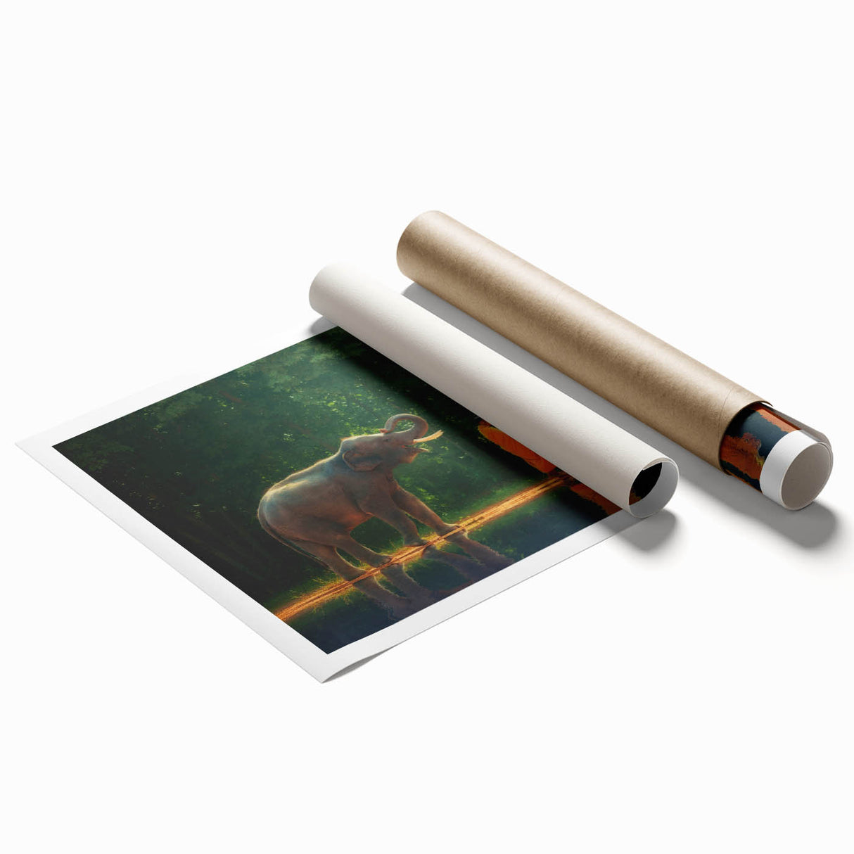 Extra large rolled print of a serene Thai landscape with lush greens and floral elements.