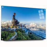Acrylic print of a Vietnamese landscape in muted earth tones, ideal for dining room decor.