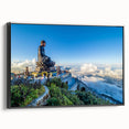 Black and white wall art of a Vietnamese landscape on framed canvas, ideal for bedroom decor.