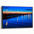 Black and white framed canvas of Melbourne landscape, ideal for bedroom wall art in a vintage poster style.