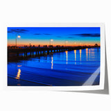Extra large rolled print depicting Melbourne scenery with muted green and blue tones, ideal for dining room wall art.