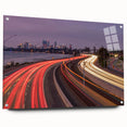 Acrylic print of Perth skyline in muted blue and gray tones, suitable for dining room or bedroom decor.