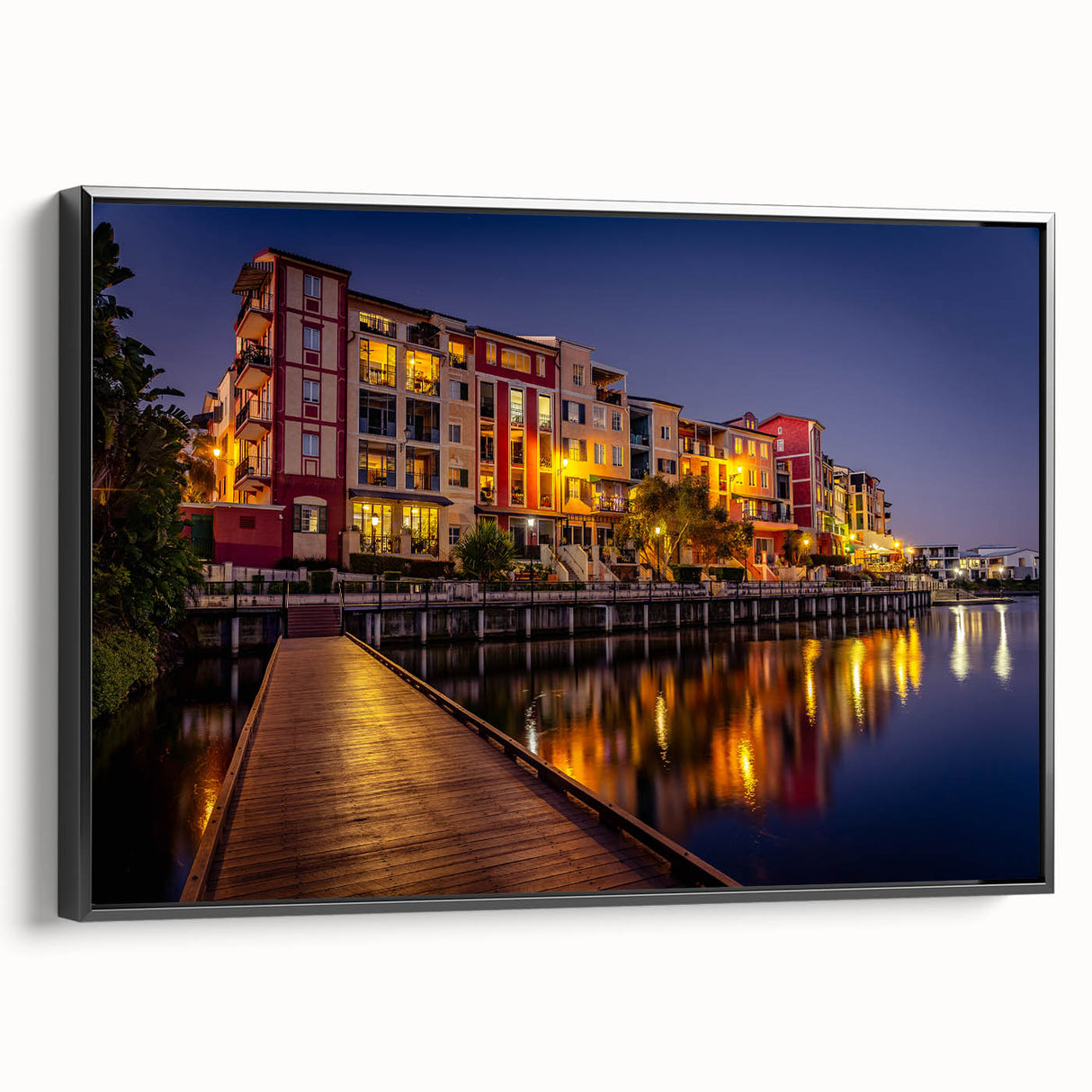 Black and white framed canvas featuring a vintage-style Queensland landscape, ideal for bedroom wall art.